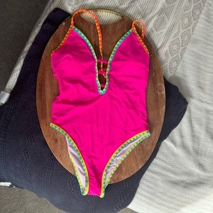 PopVil Shell Trim Strappy Back One Piece Swimsuit - NEW WITH TAGS, NEVER WORN